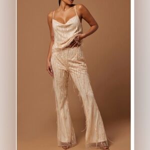 NWT Fashion Nova Champagne Wide Leg Pants ONLY size Small